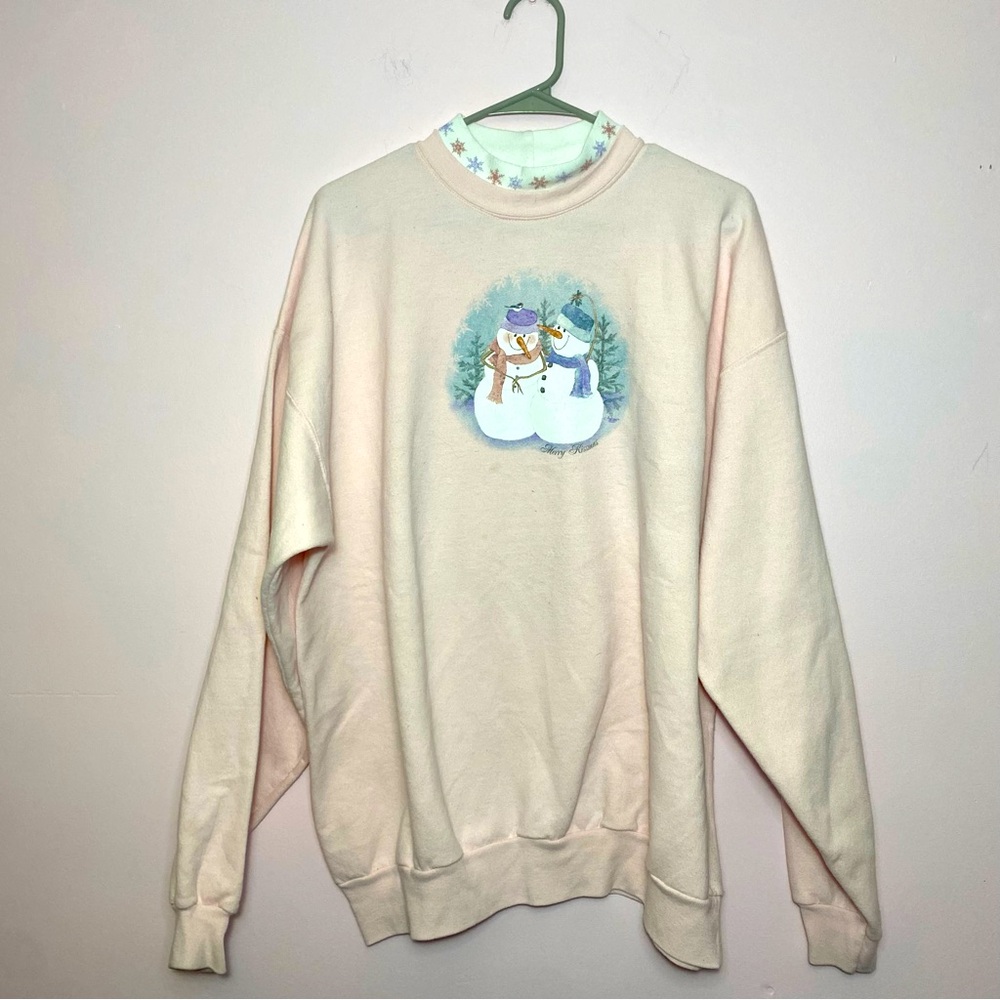 Vintage Hanes Cream Snowman Sweater